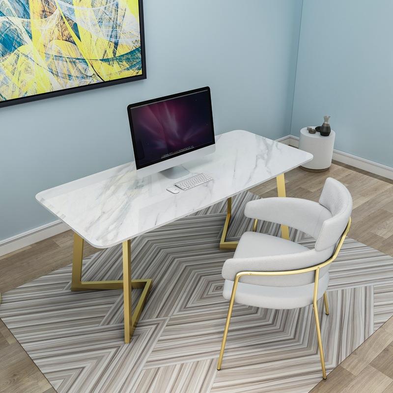 北欧大理石电脑桌 简约铁艺小户型办公室书桌单人家用书房写字桌