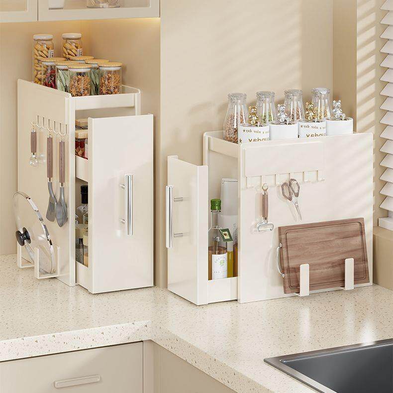 厨房调料置物架台面多层抽拉式多功能奶油风调味品油盐酱醋收纳盒