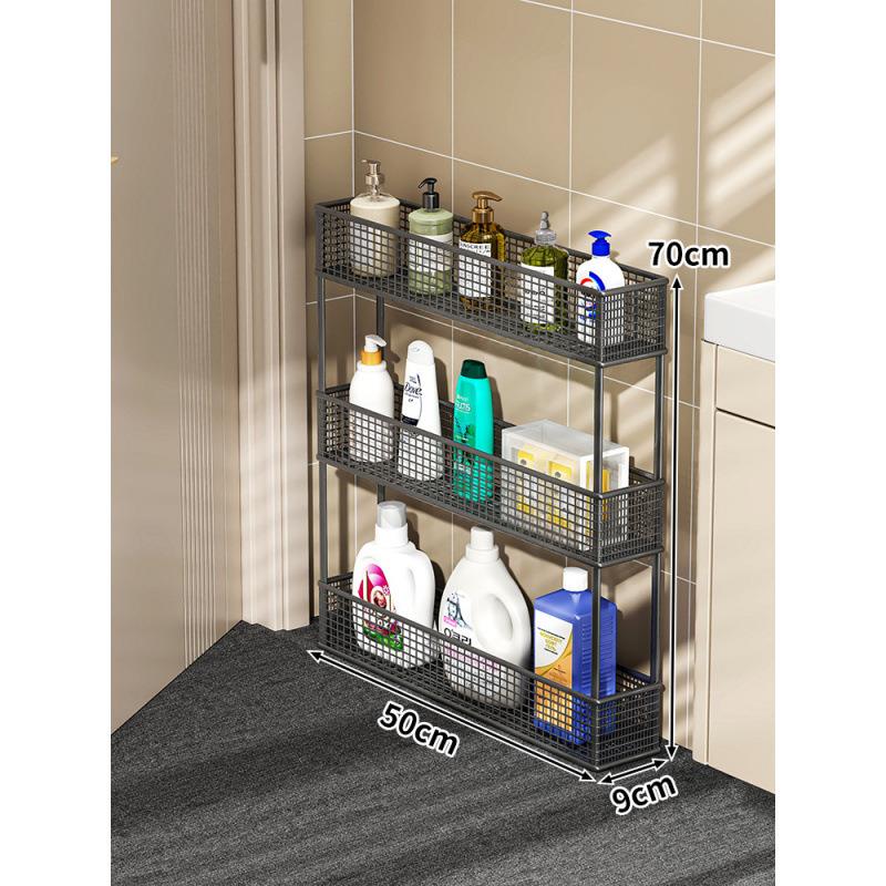 卫生间夹缝置物架门后超窄缝隙收纳柜浴室12cm极窄小推车款