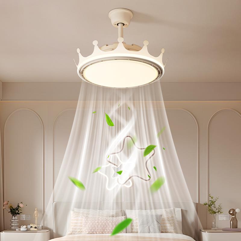 2025年新款隐形静音餐厅吸顶卧室房间电扇吊扇灯全光谱无叶风扇灯