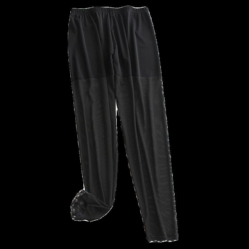 网纱打底裤女防勾丝网眼透肉连裤袜大码春夏超薄防走光拼接九分裤