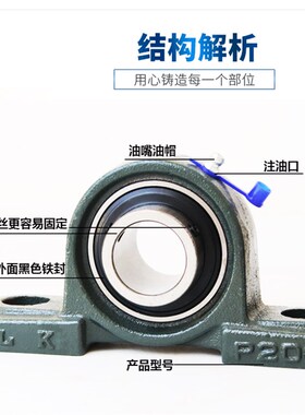 非标外球面轴承带座立式座 卧式座UCP205-14 15 16 内径22 23 25