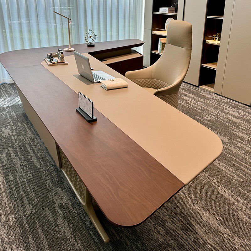 新中式白蜡木大班台主管桌年轻时尚董事长办公室老板桌高级感家具