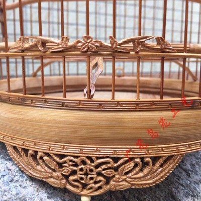 绣眼广笼 五波脚 竹制 清远 金青 黑白 养笼 广式鸟雕花老竹笼子
