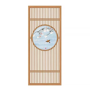 新中式实木屏风隔断定制仿古门窗客厅玄关入户背景墙镂空栅栏花格