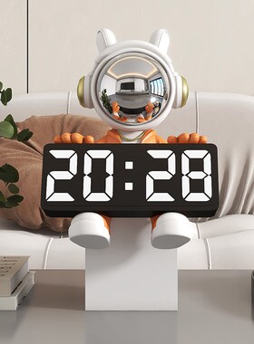 宇航员太空人桌面闹钟摆件书桌办公桌玄关装饰高级感乔迁开业礼品