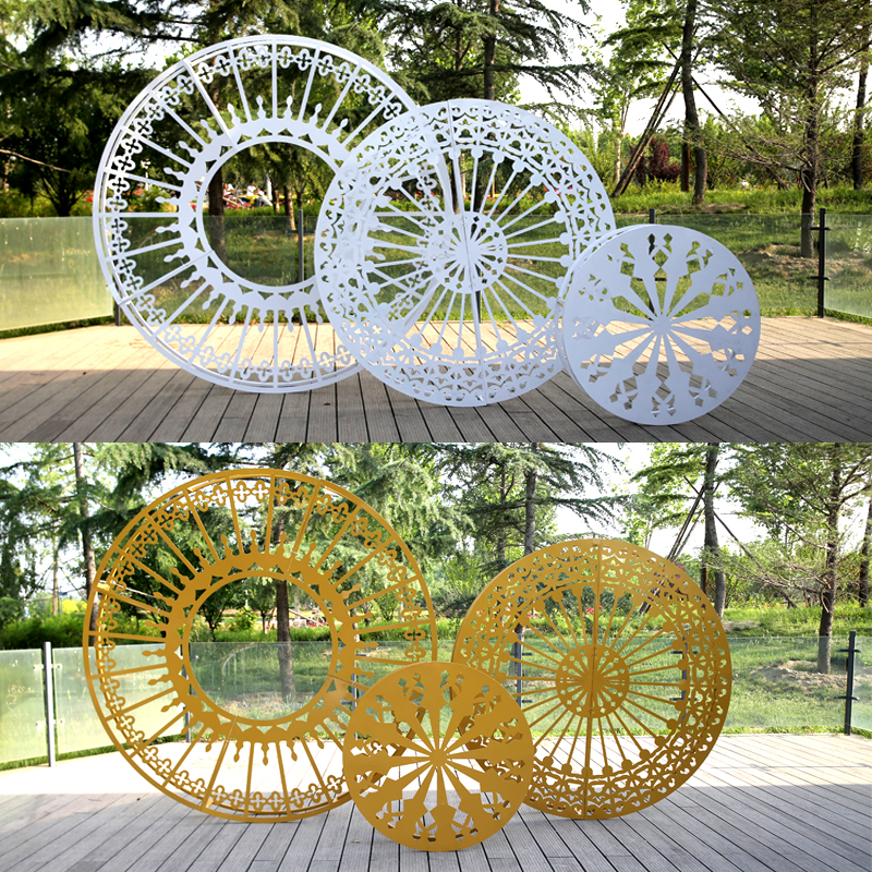 新款婚庆铁艺吊顶道具罗曼圆环酒店舞台灯光灯婚礼堂装饰大型灯箱