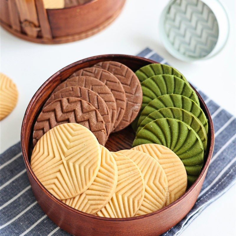 北欧风复古几何饼干模怀旧波纹牛乳大饼立体印章模具饼皮手压工具