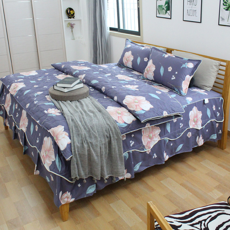 纯棉夹棉四件套全棉床品套件1.8m床上用品4件套婚庆被套床单1.5米