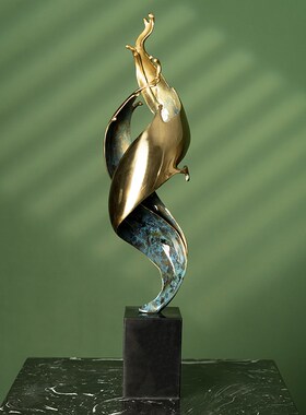 柏梵轻奢风生水起铜摆件工艺品高档招财玄关家居饰品乔迁开业礼品