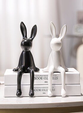 网红坐姿兔子房间书柜桌面摆件玄关客厅电视柜酒柜软装高级感装饰