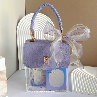 结婚订婚高级感皮质手提亚克力喜糖盒伴手礼伴娘伴郎回礼礼物盒子