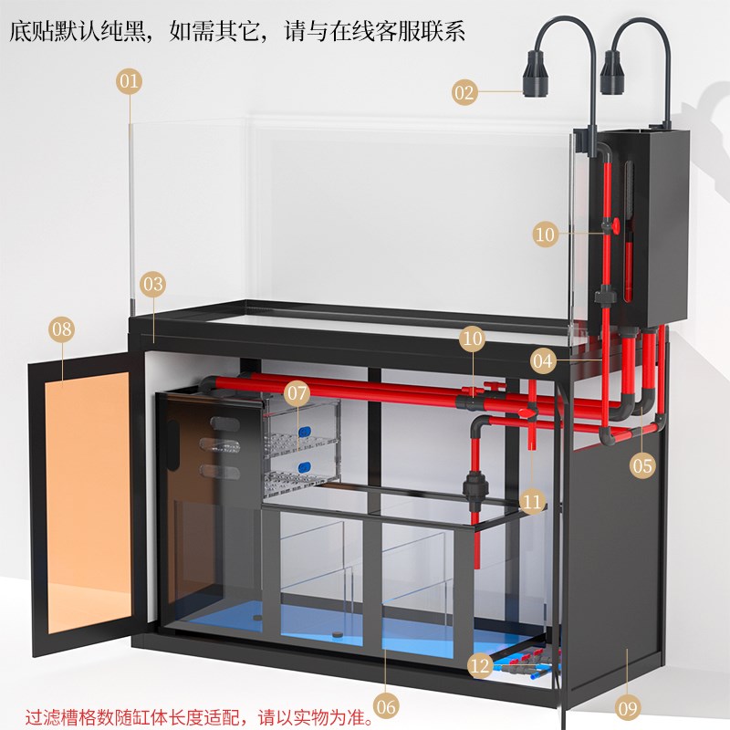 新款原生溪流缸底滤工业风背包鱼缸客厅家用水族箱生态造景兰寿缸