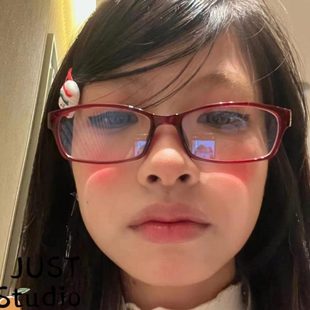 裝 飾凹造亞太風紅色辣穿搭防藍光近視美女妹Y2K復古眼鏡型學生潮