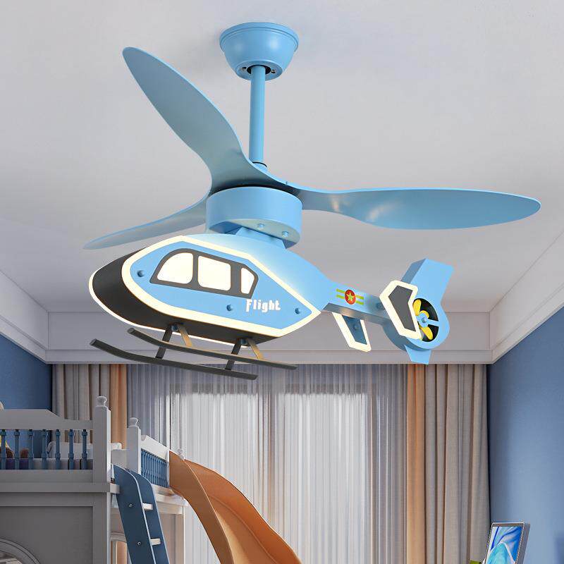 儿童房灯飞机灯男孩创意个性卧室风扇吊灯一体家用卡通房间风扇灯