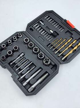 48PC螺母取出器螺丝取出器左旋麻花钻拆装工具滑牙螺帽拆除器套装