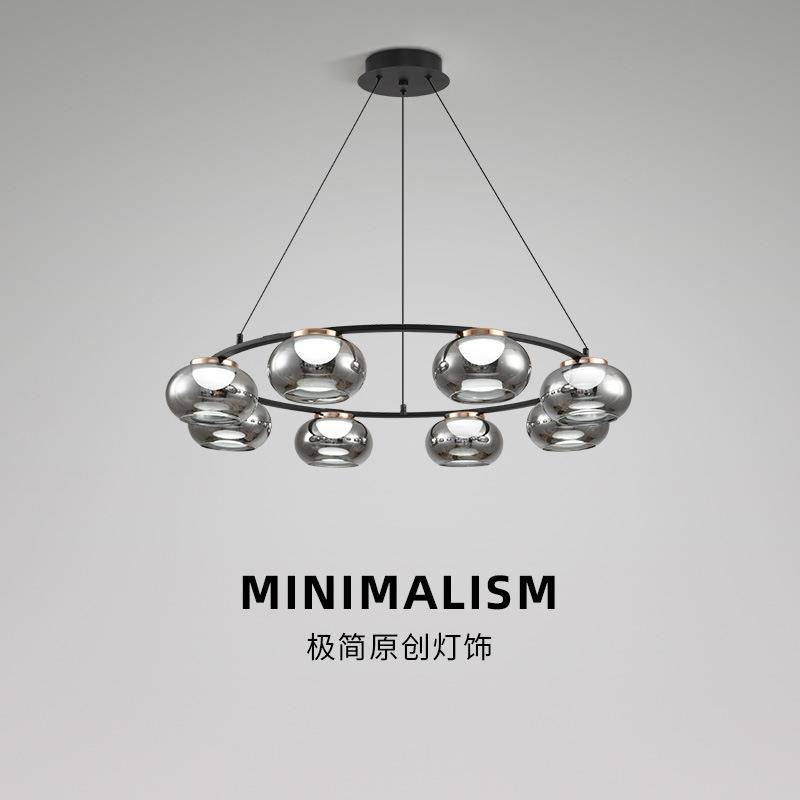 2024新款客厅玻璃吊灯意式极简创意设计师轻奢简约后现代卧室吊灯