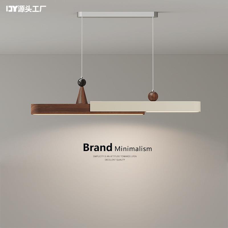 法式奶油风餐厅吊灯中古餐桌吧台灯全光谱护眼创意极简一字长条灯