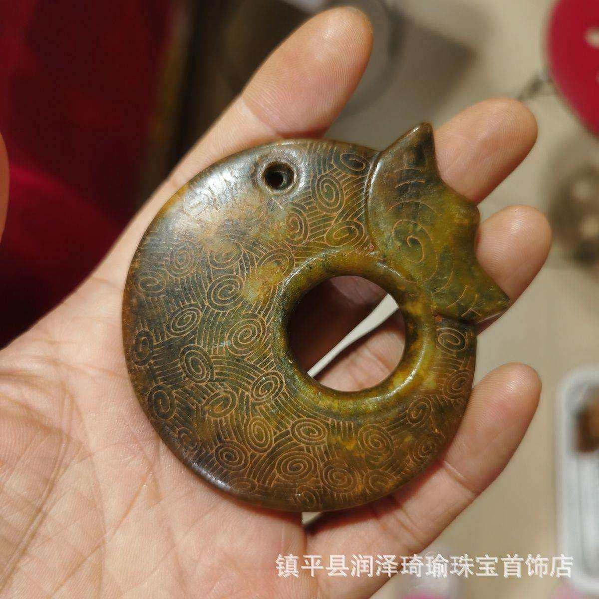 古董岫玉挂件汉代明清高古玉雕工艺玉器把玩摆件吉祥玉璧玉佩牌子