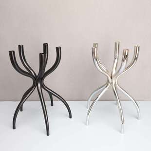 新中式金属五头烛台样板房书房客厅餐厅电视柜玄关软装饰品摆件