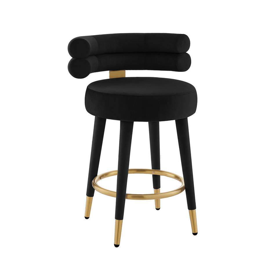 工业金属腿布艺座椅时尚吧椅天鹅绒蓝色黑色软垫无扶手高椅家具