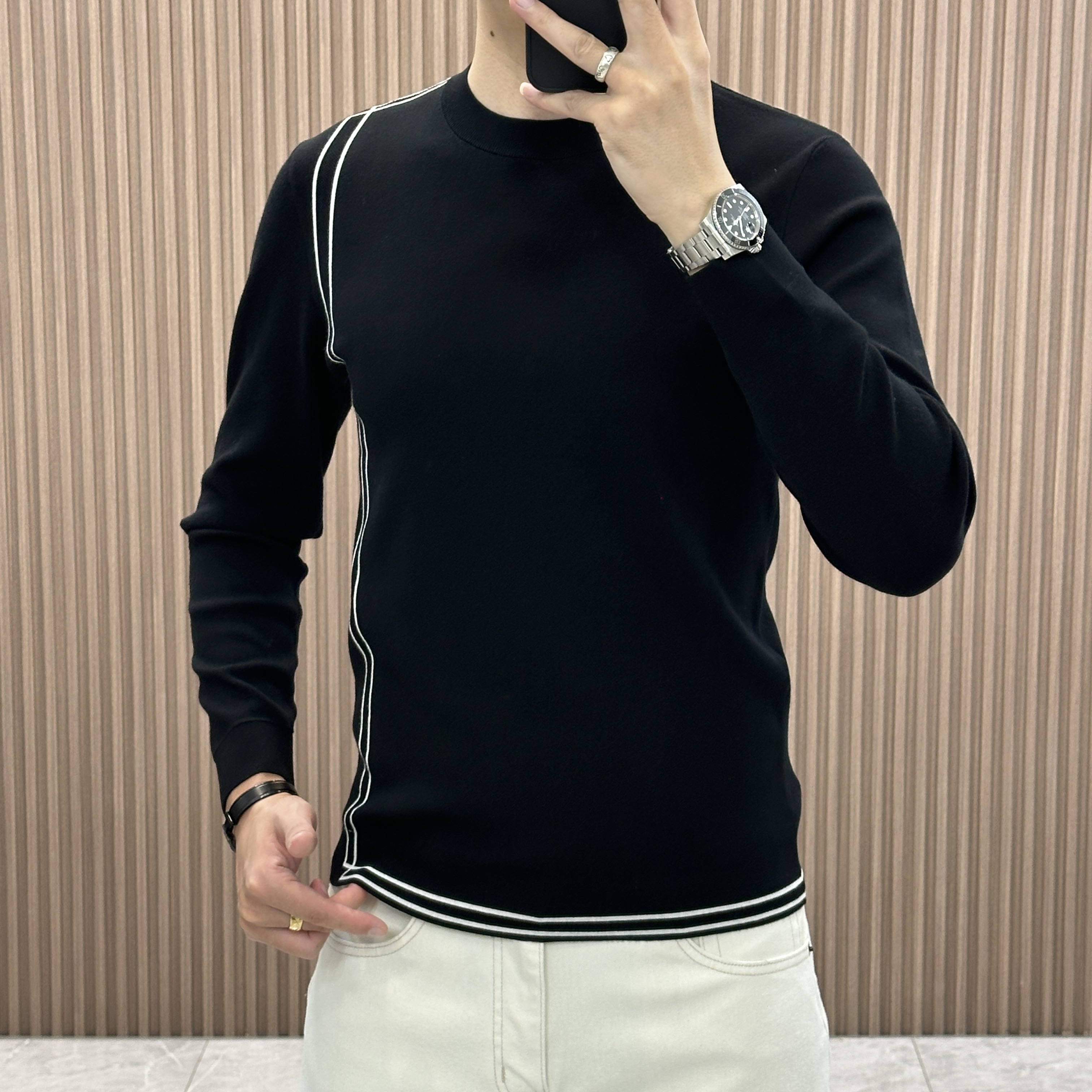 男士毛衣2024秋冬新款个性潮牌简约百搭针织羊毛衫修身帅气打底衫