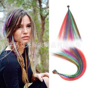 外贸货羽毛接 新款 直销外贸欧美商品羽毛发彩色接发套装 钳子 钩针
