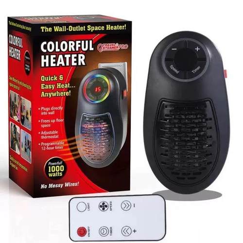 迷你暖风机插墙家用小型热风机七彩灯光桌面办公室多功能取暖器