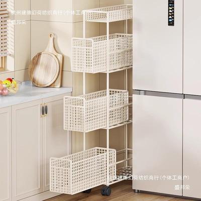 家用厨房10cm夹缝柜侧面抽拉柜小推车极窄拉篮收纳柜多层置物架
