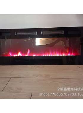 新品50寸超薄8cm厚双风机配置仿真火焰加热电壁炉取暖器fireplace