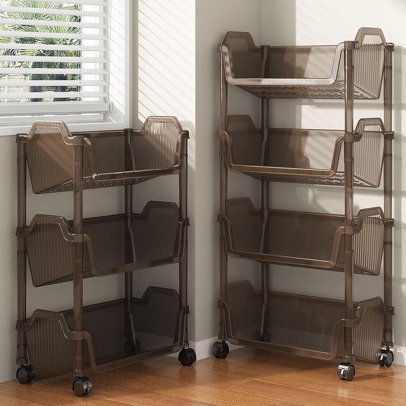 书架置物架落地可移动一体靠墙带轮桌旁小推车儿童收纳架结实耐用