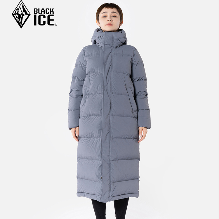 黑冰羽绒服女款F8569连帽过膝大衣户外超轻长款加厚鹅绒保暖防风