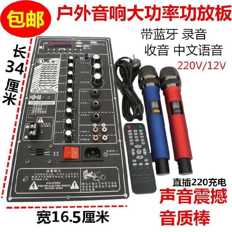 户外广场舞音箱大功率功放板带蓝牙12V500W拉杆电瓶音响功放主板