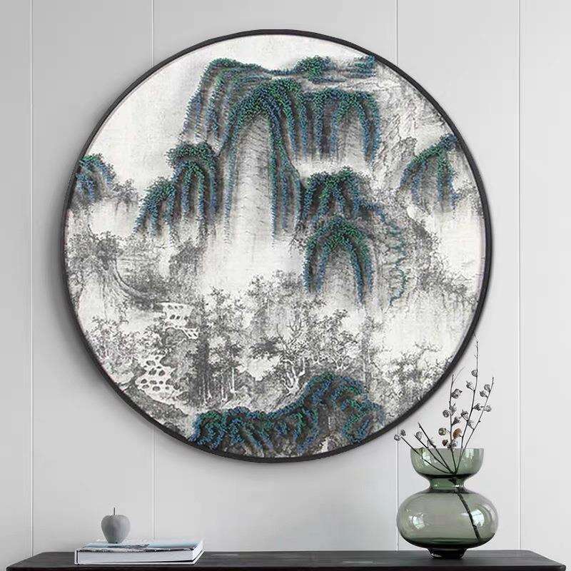 钉子画新中式装饰画入户玄关挂画实物画立体装置画墙酒店壁画手工