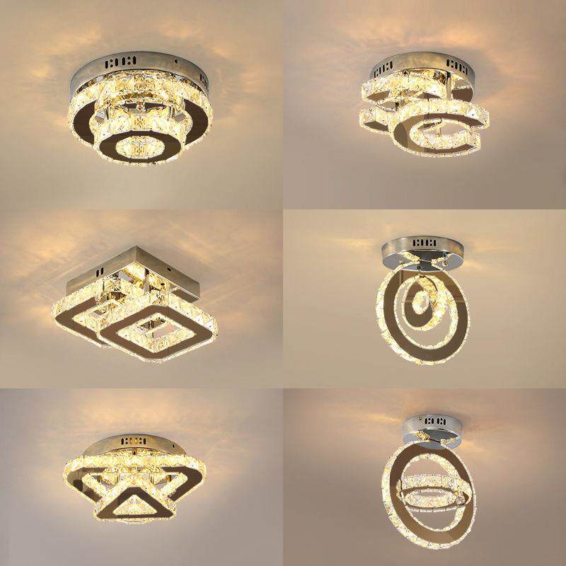 跨境亚马逊现代简约led轻奢水晶吸顶灯过道走廊阳台灯具工厂