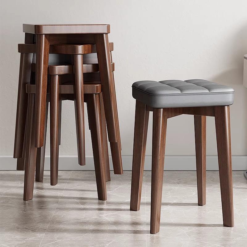 实木凳子家用小方板凳可叠放简易圆凳梳妆矮凳客餐桌椅子收纳