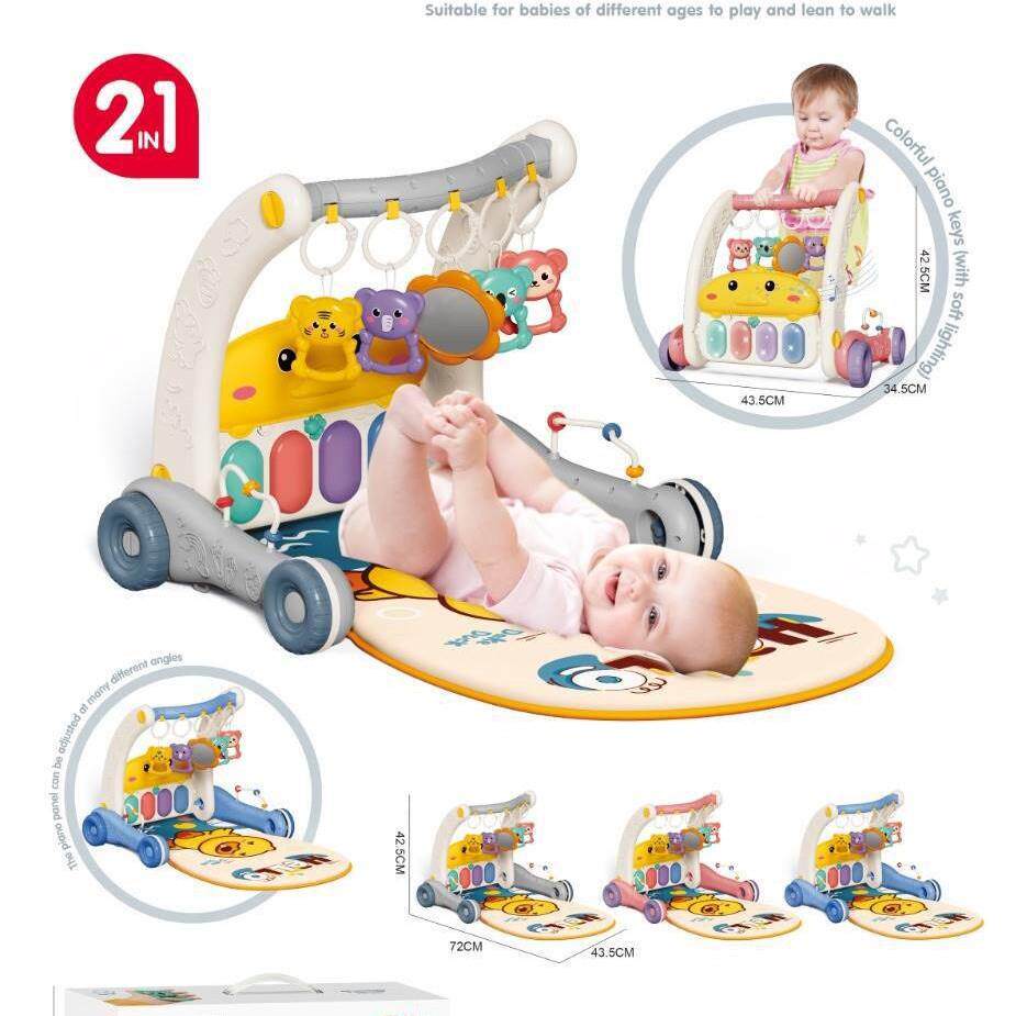 婴儿学步车游戏垫玩具宝宝多功能手推车防侧翻新生儿助步车健身架