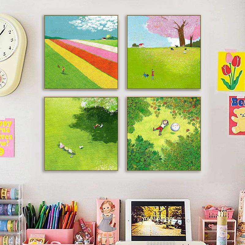 几米挂画漫画幼儿园早教中心托管所装饰画唯美儿童房卧室手绘壁画