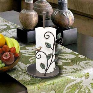 美式乡村铁艺小鸟卷纸架厨房桌面立式卷筒支架免打孔懒人抹布筒纸