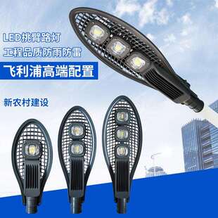 LED大功率市电网格路灯头50W100W150W挑臂市政道路工程照明灯具