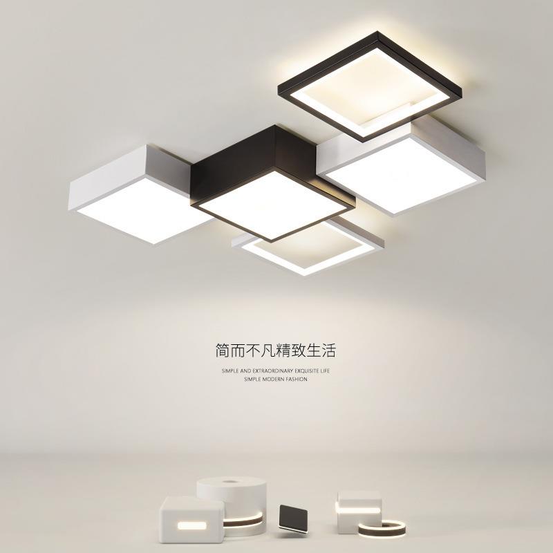 极简主卧室灯设计感黑白组合无主灯房间现代简约小户型客厅吸顶灯