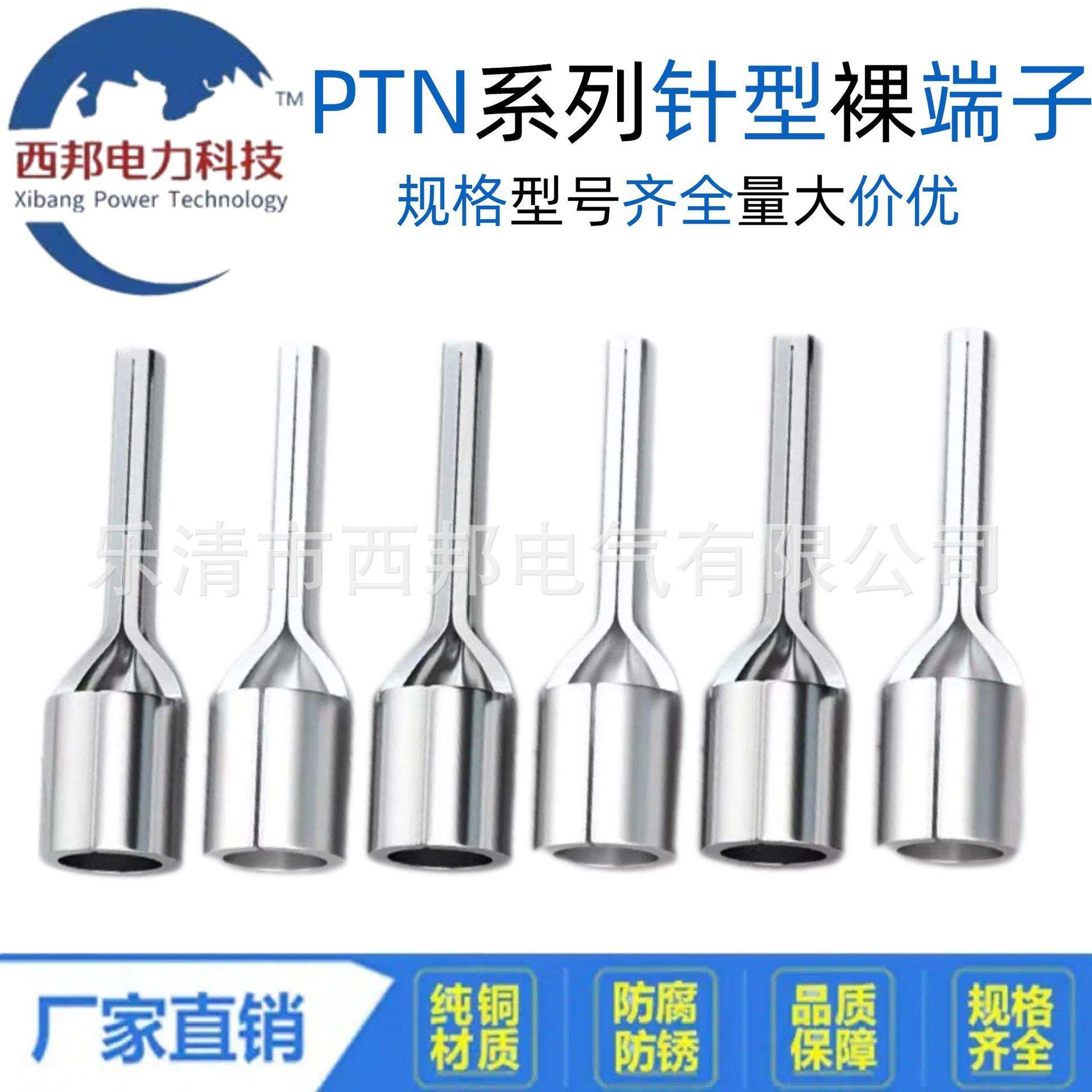 PTN2平方针型裸端子国标冷压端头电线接头接线端子铜线耳插针