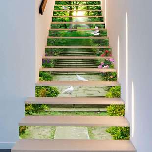 跨境Lazada货源13片装石阶楼梯贴自粘墙贴纸台阶楼梯家居装饰