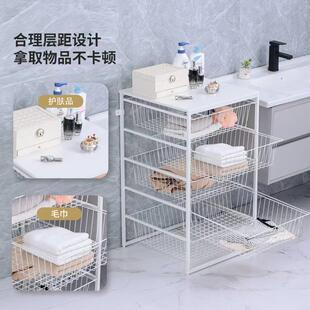 家用抽屉式收纳筐柜内分层隔板置物架厨房免打孔收纳收纳网篮