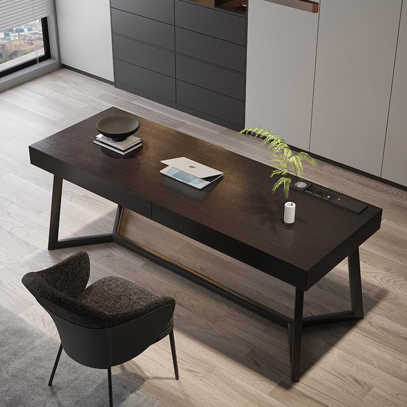 极简意式轻奢书房书桌设计感电脑桌写字台家用现代办公桌子高端