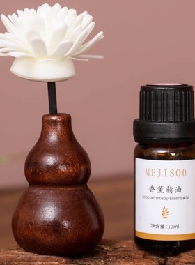 创意实木通草花扩香木黑胡桃木香薰车载摆件香氛精油小葫芦扩香器
