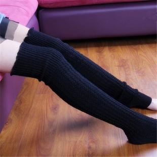 直销女士春秋针织舞蹈护腿套 新款 毛线麻花显瘦袜套过膝脚靴袜套
