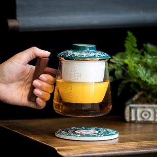 直销陶瓷内胆玻璃杯家用创意过滤泡茶杯茶水分离杯办公水杯个 新款
