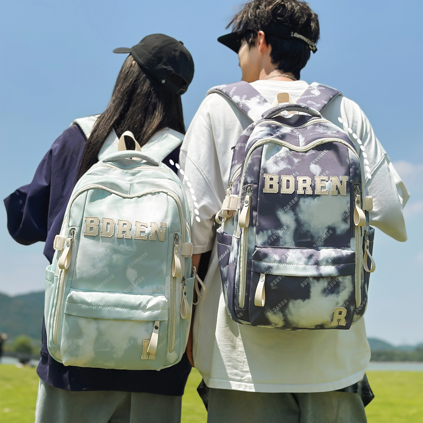 扎染书包女初中生韩版大容量