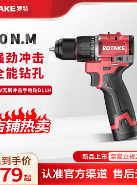 ROTAKE罗特16V无刷冲击电钻D11H多功能家用手电钻锂电池电动工具